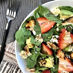 Strawberry Balsamic Summer Salad with Grilled Lemon Chicken - AlixBarth.com