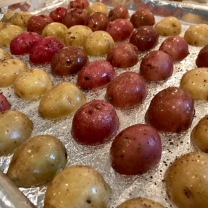 Roasted Heirloom Potatoes with Lemon Basil Aioli - AlixBarth.com